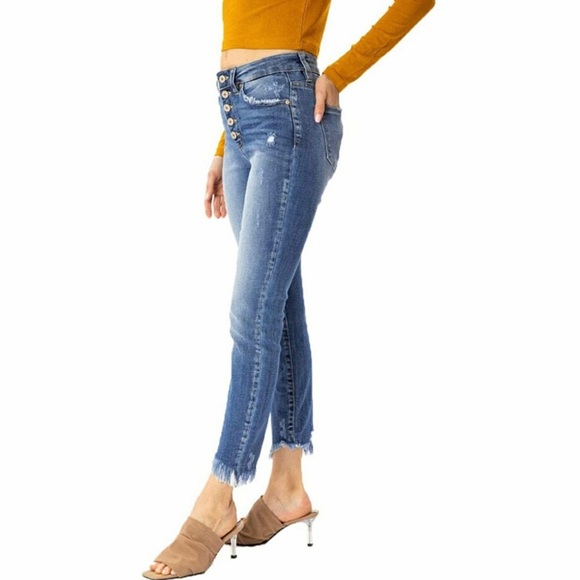 KANCAN HIGH RISE BUTTON FLY SKINNY JEANS
CROPPED - Picture 3 of 13